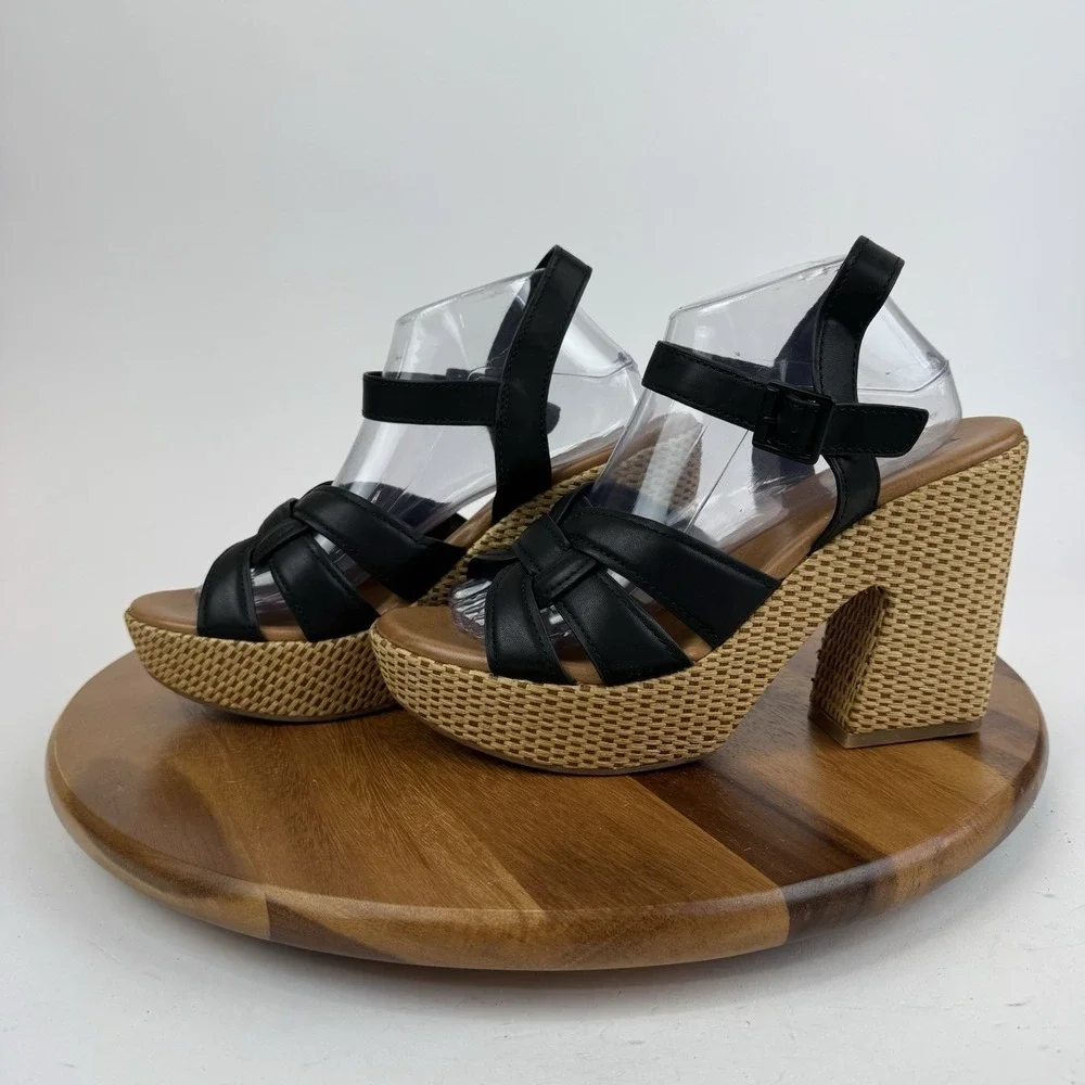 New NWOB Korks Kork-Ease Dee Faux Leather Woven Block Heels Sandals Size 11 M‎ - Picture 2 of 8